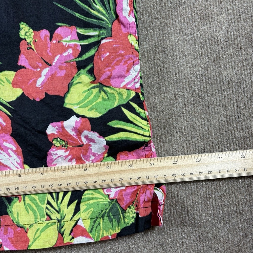 J. Crew Men's XL 100%Cotton Hawaiian Floral Hibiscus Buttoned Short-Sleeve Shirt - Picture 5 of 6